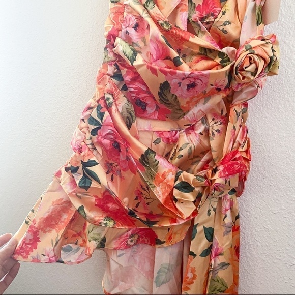For Love & Lemons Versilla Floral Satin Hi-Lo Dress XS NWT - Picture 6 of 16